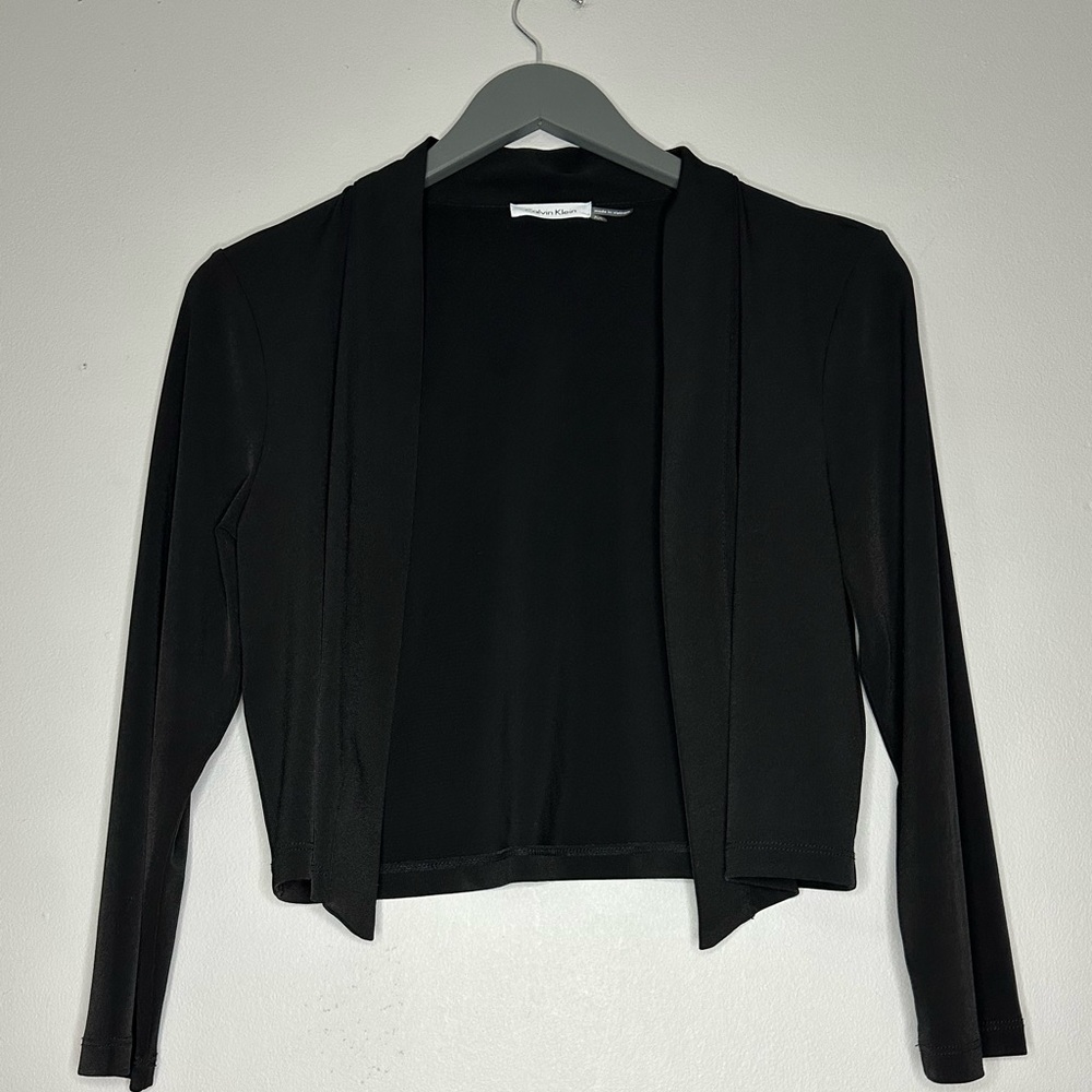 Calvin Klein cropped black minimalist cardigan L